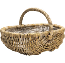 Prútený kôš s rukoväťou a plastovou fóliou