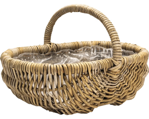 Prútený kôš s rukoväťou Leah 48 x 32 x 30 cm Prútený kôš s rukoväťou a plastovou fóliou