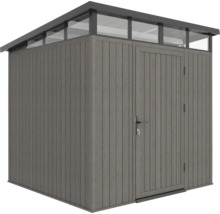 Drevený záhradný domček s dverami a oknami