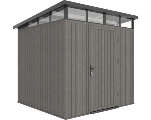 Drevený záhradný domček s dverami a oknami