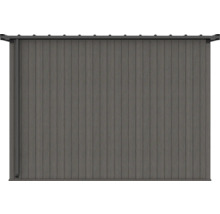 Sivý záhradný box s vertikálnymi panelmi