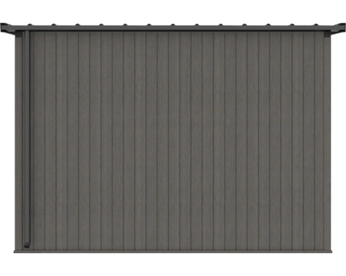 Sivý záhradný box s vertikálnymi panelmi