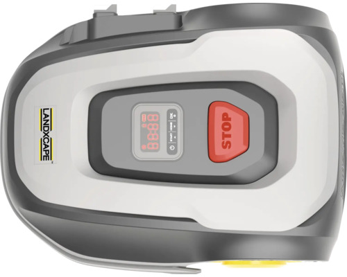 Robotická kosačka Landxcape s ovládacím panelom a tlačidlom stop