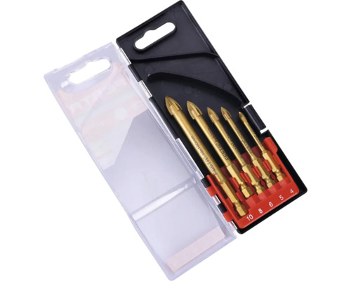 Sada vrtákov na sklo v otvorenom plastovom kufríku