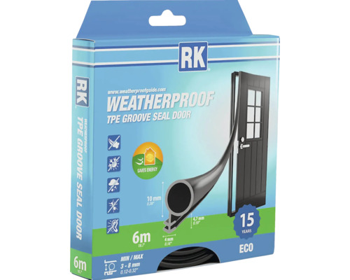 Balenie drážkového tesnenia RK TPE pre dvere, dĺžka 6 metrov