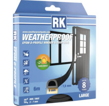 RK Weatherproof EPDM D-profil tesnenie okien a dverí, 6 metrov