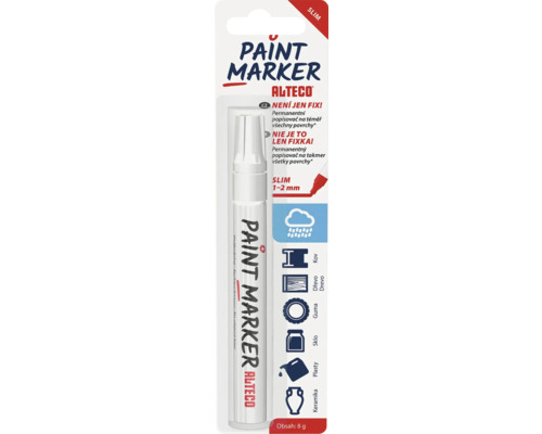 Popisovač Alteco Paint Marker biely Alteco Paint Marker Slim, pero na maľovanie rôznych povrchov