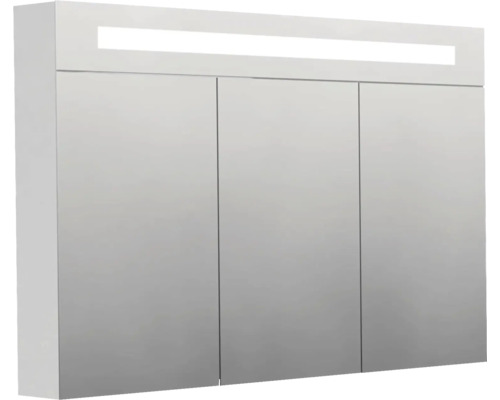 Zrkadlová skrinka s tromi dvierkami a integrovaným osvetlením do kúpeľne.