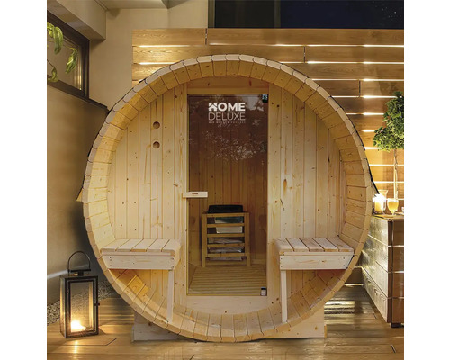 Sudová sauna s lavicami a logom Home Deluxe