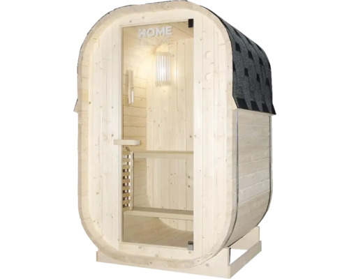 Sudová sauna so sklenenými dverami a strešnými šindľami