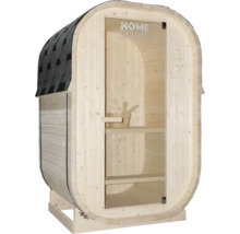 Sudová sauna so sklenenými dverami a strešnými šindľami