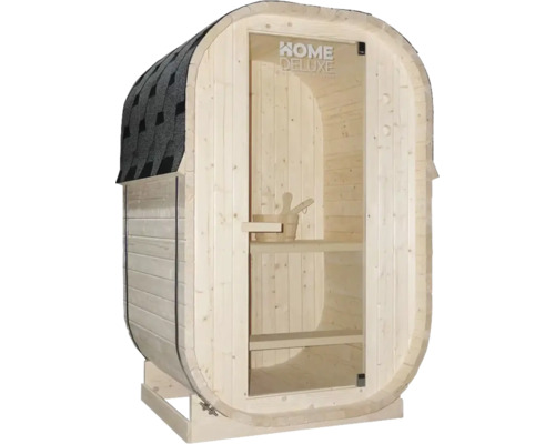 Sudová sauna so sklenenými dverami a strešnými šindľami