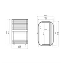 Technický nákres sauny s rozmermi