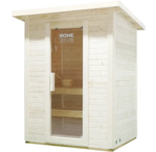 Drevená sauna s presklenými dverami a lavicami
