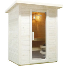 Drevená sauna so sklenenými dverami
