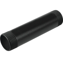 Čierna kovová rúrková vsuvka so závitom na oboch koncoch