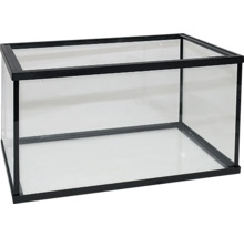 Prázdne sklenené terárium s čiernym rámom