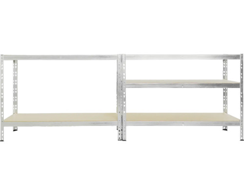 Kovová polica s niekoľkými úložnými plochami na skladovanie