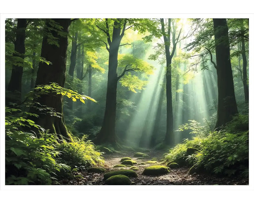 Obraz na plátne Les 70 x 110 cm Slnečná lesná cesta so stromami a machom