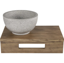 Miska z umelého kameňa na drevenom podnose