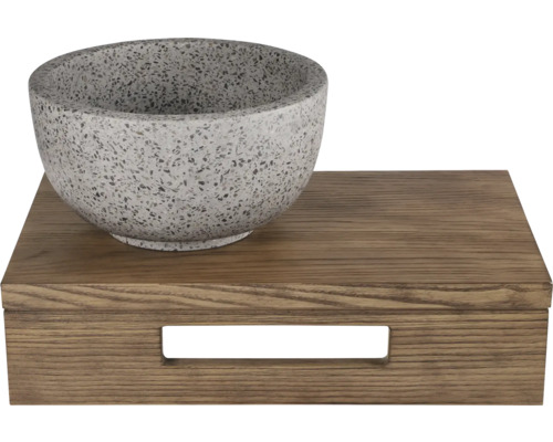 Dekoračná misa z terazza na drevenom podnose