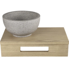 Žulový mažiar na drevenom podnose