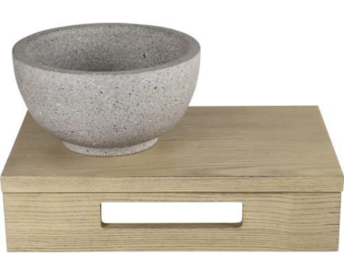 Žulový mažiar na drevenom podnose