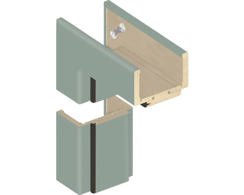 Obložková zárubňa Prestige CPL 60Ľ 140-180 mm zelená Ilustrácia dverového zárubňového systému s detailmi montáže