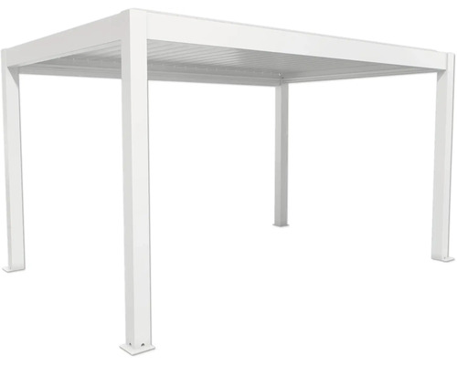 Voľne stojaca biela pergola so strechou do záhrady