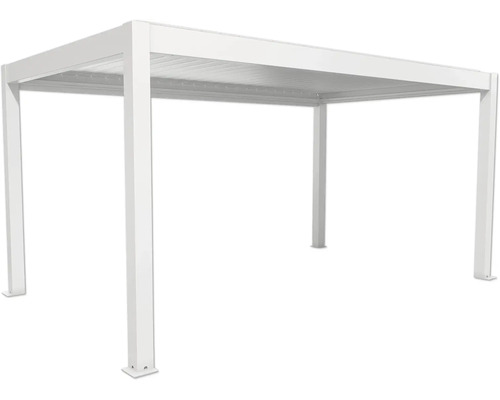 Voľne stojaca biela pergola s lamelovou strechou