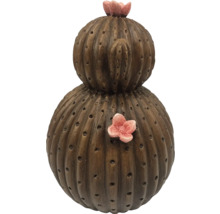 Dekoratívny keramický kaktus s kvetinovými aplikáciami