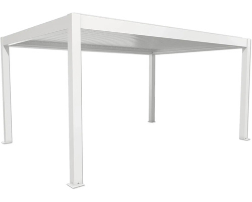 Biela hliníková pergola s lamelovou strechou do záhrady