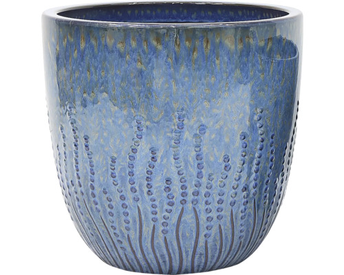 Modrý kvetináč s bodkovaným vzorom