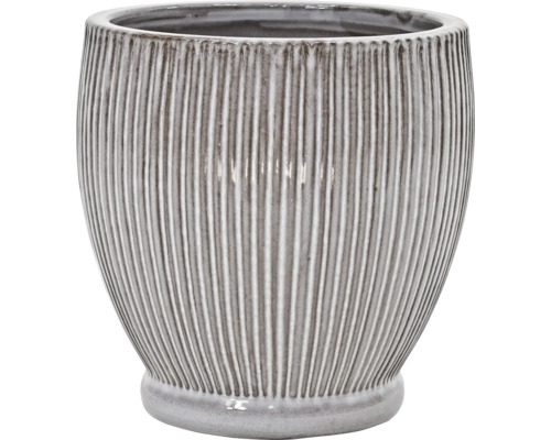 Kvetináč Lafiora glazovaná keramika Ø 37 cm V 36 cm béžová Kvetináč s vertikálnymi drážkami