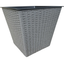 Sivý kvetináč s ratanovým vzorom