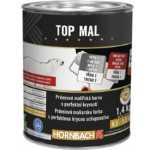 Vedro s farbou s nápisom Top Mal, vhodné pre povrchy a nátery v hlbokom mate