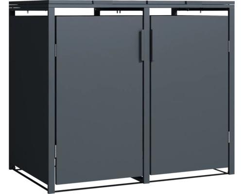 Kovový box na popolnice Konsta 2x240l 132x80x116cm antracit Box na odpadkové koše pre dva koše