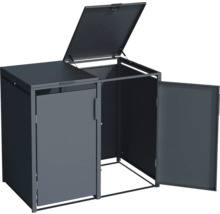 Kôš na odpadky s dvomi dvierkami a vekom na vonkajšie uskladnenie odpadkových košov