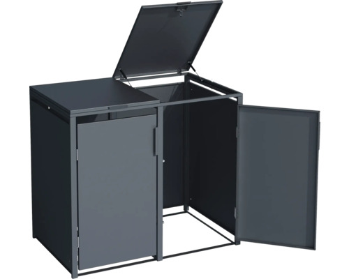 Kôš na odpadky s dvomi dvierkami a vekom na vonkajšie uskladnenie odpadkových košov