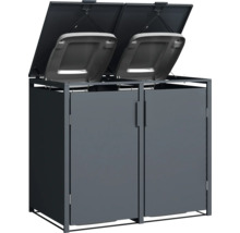 Dvojitý box na odpadkové koše s otvorenými vekami pre vonkajšie skladovanie