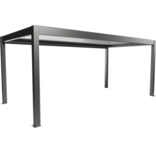 Voľne stojaca sivá pergola so strechou do záhrady