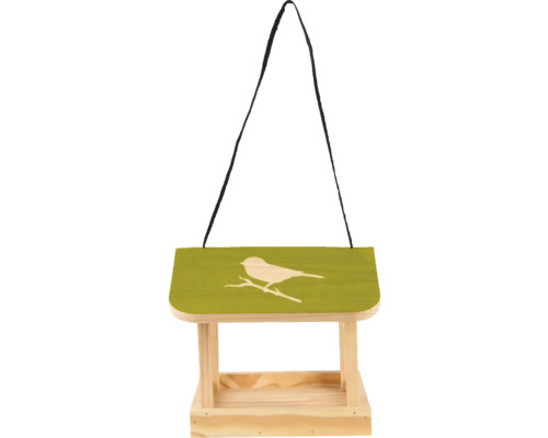 Drevené krmítko pre vtáky s motívom vtáka a zavesením