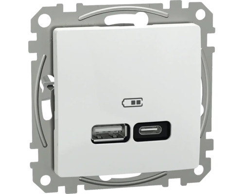 Zásuvka Schneider Electric Sedna AMSDD114405 USB A+C rýchlonabíjačka 21W biela USB zásuvka na montáž na stenu