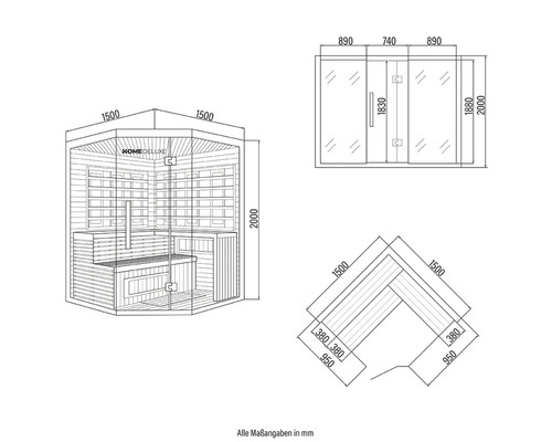 Rozmery sauny Home Deluxe