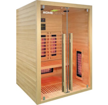 Infračervená sauna so sklenenými dverami a dreveným obkladom