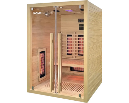 Infračervená sauna so sklenenou prednou stranou a dreveným obkladom