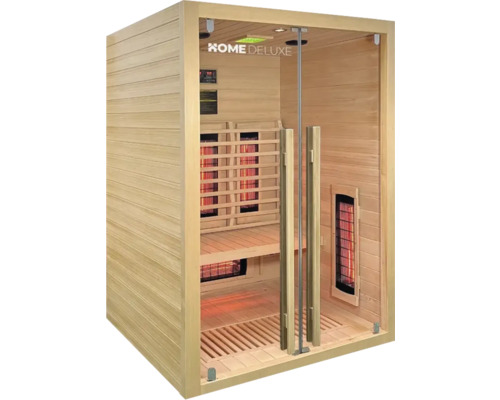 Infračervená sauna z dreva so sklenenými dverami a infračervenými žiaričmi
