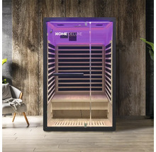 Infračervená sauna so sklenenými dverami a dreveným obkladom
