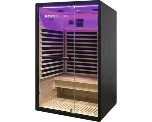 Infračervená sauna so sklenenými dverami a dreveným interiérom