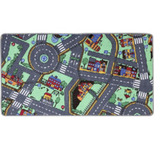 Koberec na hranie so vzorom ulice, budovami a dopravnými značkami